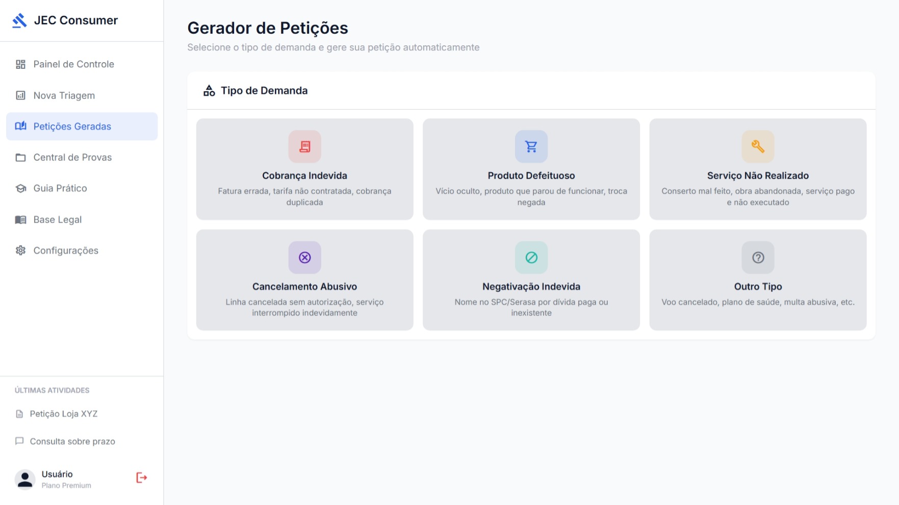 Módulo gerador de petições do Judiciário Digital com estrutura orientada para organização de demandas formais